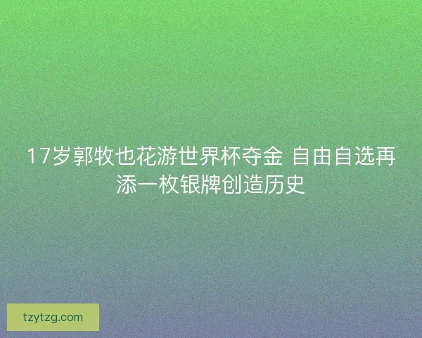 17岁郭牧也花游世界杯夺金 自由自选再添一枚银牌创造历史