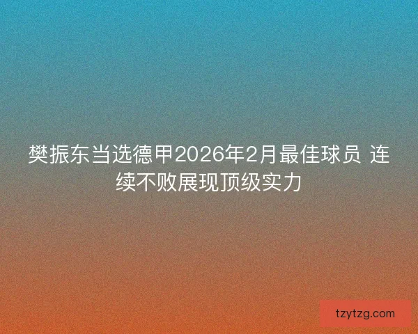 樊振东当选德甲2026年2月最佳球员 连续不败展现顶级实力