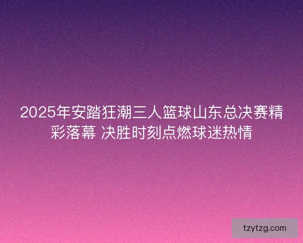 2025年安踏狂潮三人篮球山东总决赛精彩落幕 决胜时刻点燃球迷热情